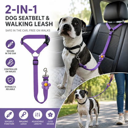 🔥HOT SELL🎁2-in-1 Dog Car Seat Belt & Walking Leash