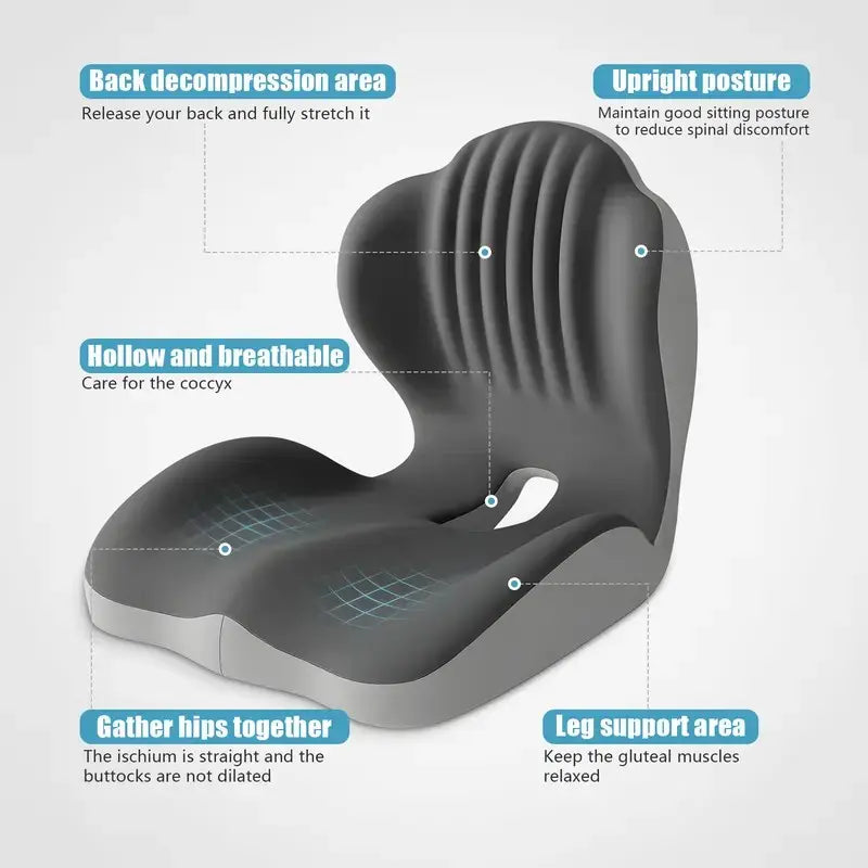 🔥Last Day 75% OFF🔥Ergonomic Memory Foam Seat Cushion with Lumbar and Back Support, Relieves Back Pain, Reduces Pressure