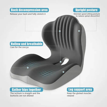 🔥Last Day 75% OFF🔥Ergonomic Memory Foam Seat Cushion with Lumbar and Back Support, Relieves Back Pain, Reduces Pressure