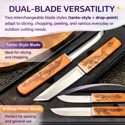 🔥 M390 DRAGON &amp; PHOENIX DUAL-BLADE KNIFE 🔥