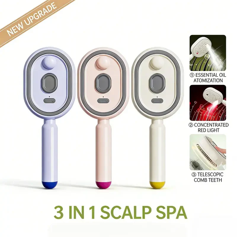 Electric Spray Air Cushion Massage Hair Comb – Anti-Tangle & Essential Oil Mist Brush